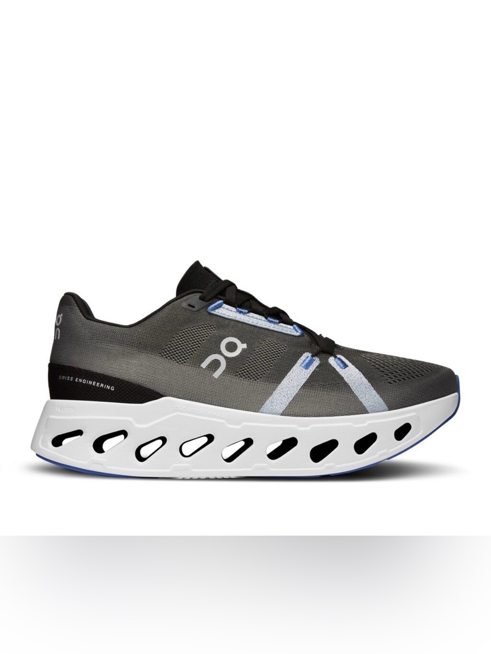 On Cloud Running women’s Running Shoe - Black with Gray and Blue Accents